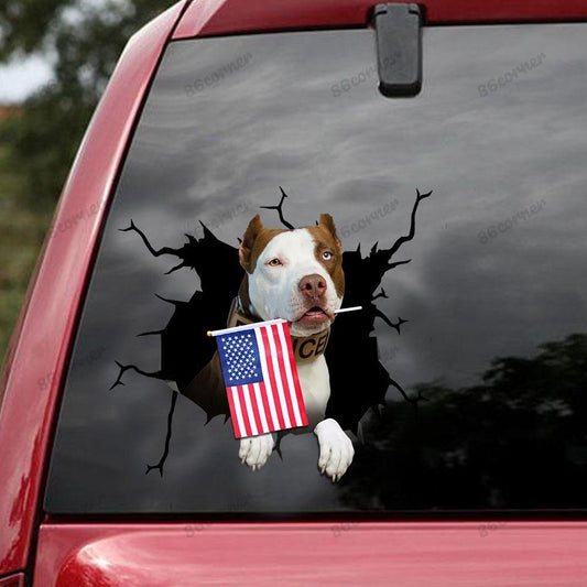 Pitbull Flag Cracked Car Decal Sticker