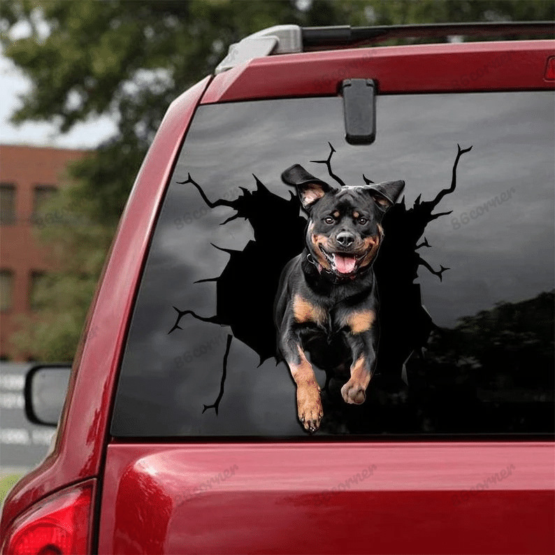 Rotweiller Cracked Car Decal Sticker