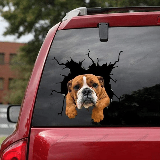 Bulldog Cracked Car Decal Sticker
