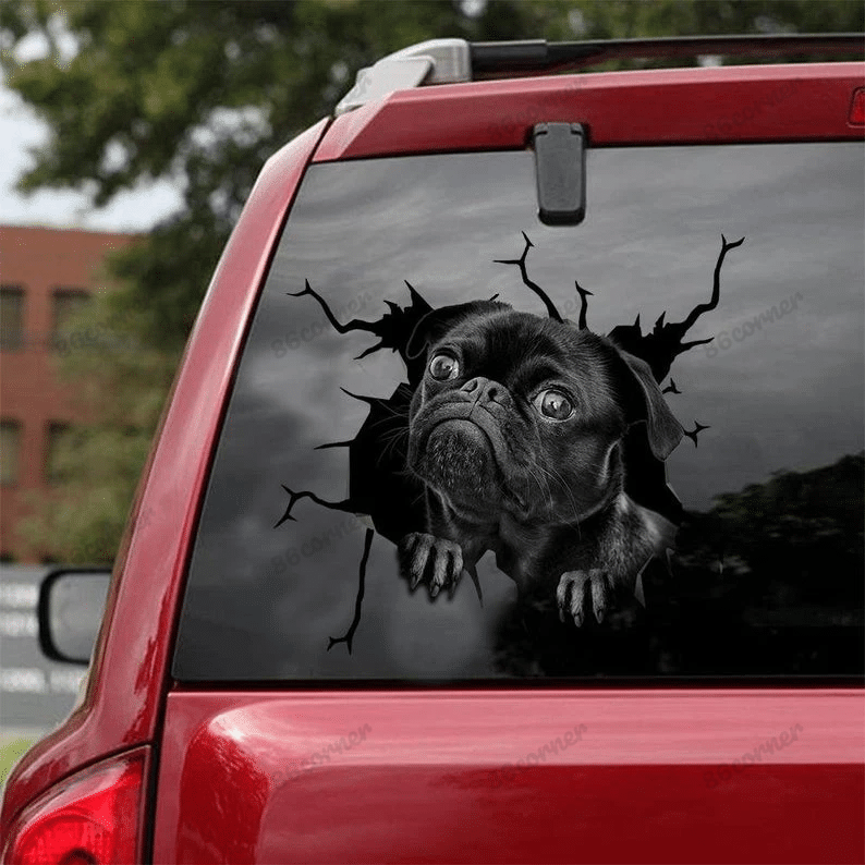 Pug Cracked Car Decal Sticker