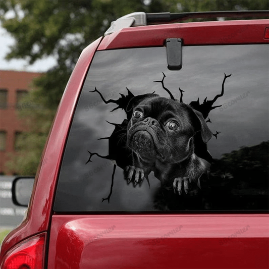 Pug Cracked Car Decal Sticker