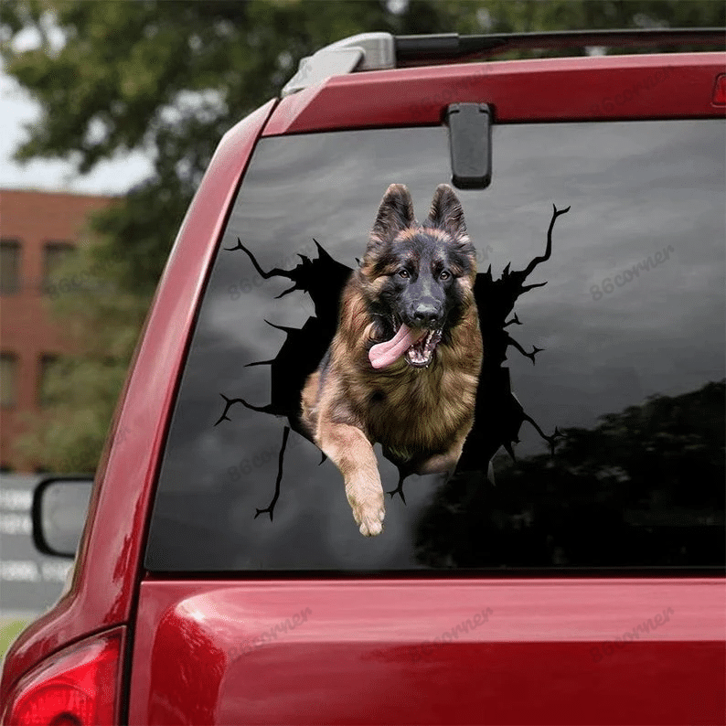 German Shepherd Cracked Car Decal Sticker