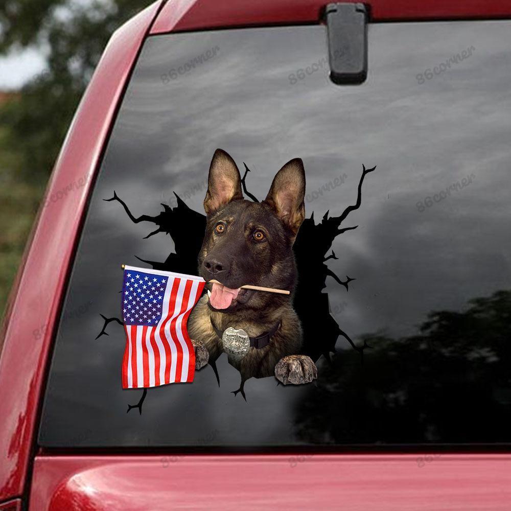 German Shepherd Flag Cracked Car Decal Sticker