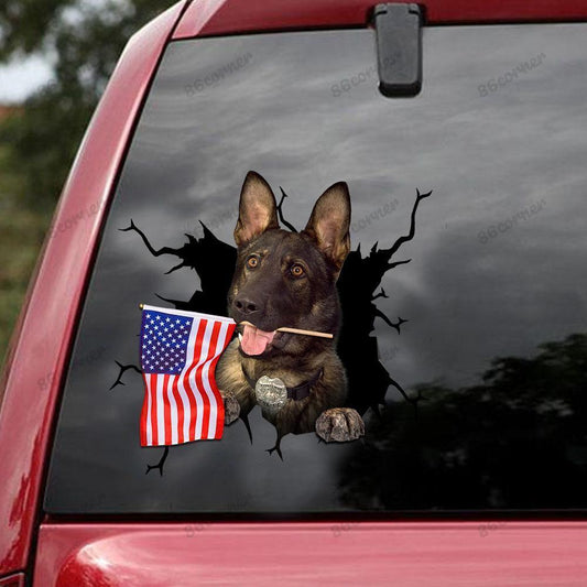 German Shepherd Flag Cracked Car Decal Sticker