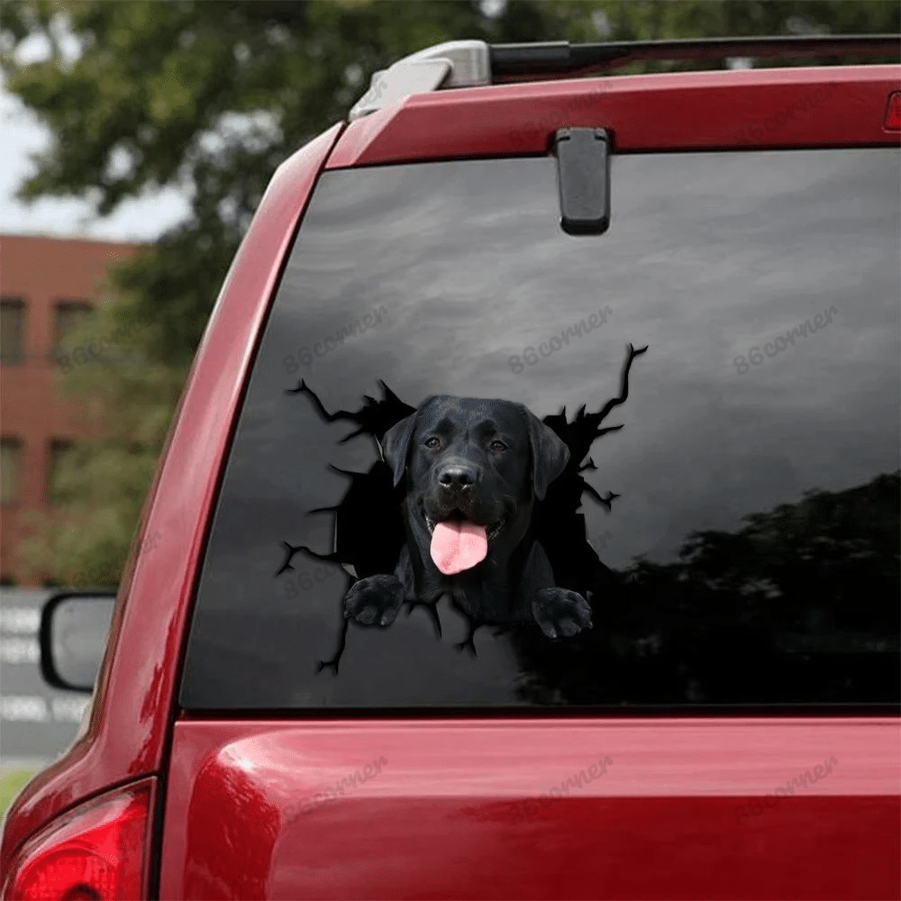 Black Labrador Cracked Car Decal Sticker