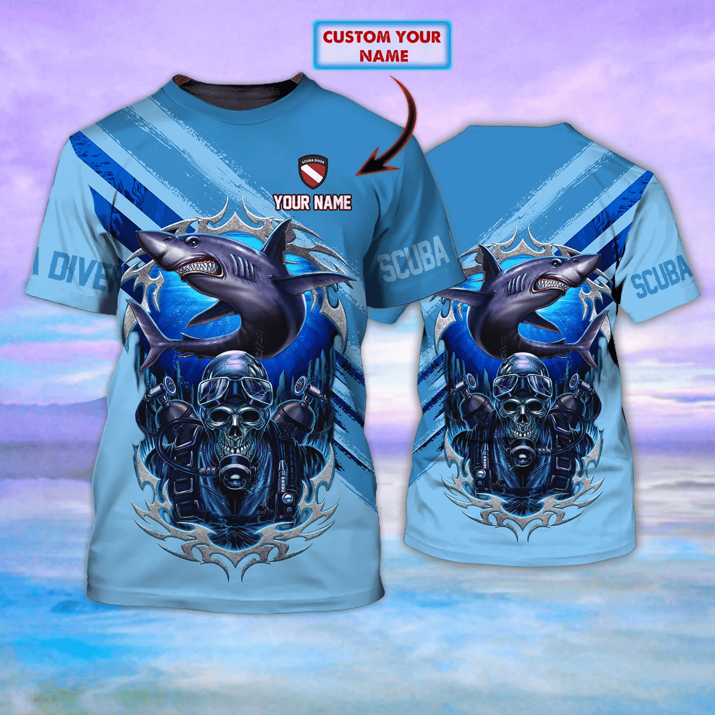 Scuba Diving Personalized Name 3D Tshirt For Scuba Diver Nmd