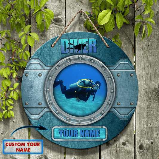 Custom Wooden Sign Scuba Diver