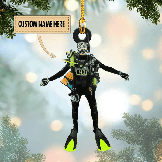 Custom Shaped Ornament Scuba Diver