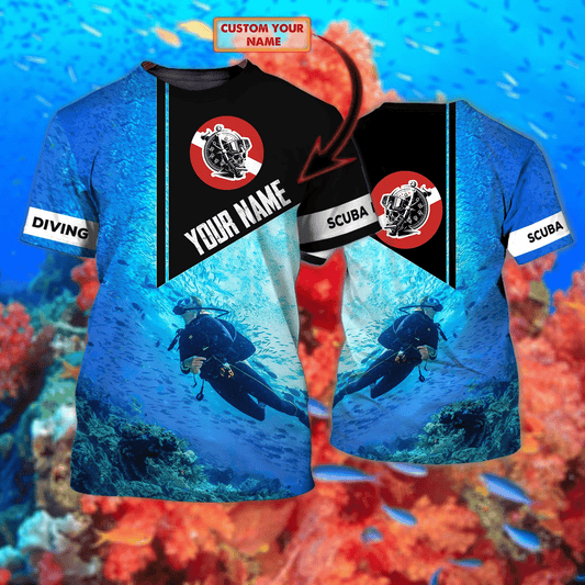 Scuba Diving 2  Personalized Name 3D Tshirt Tmarc tee