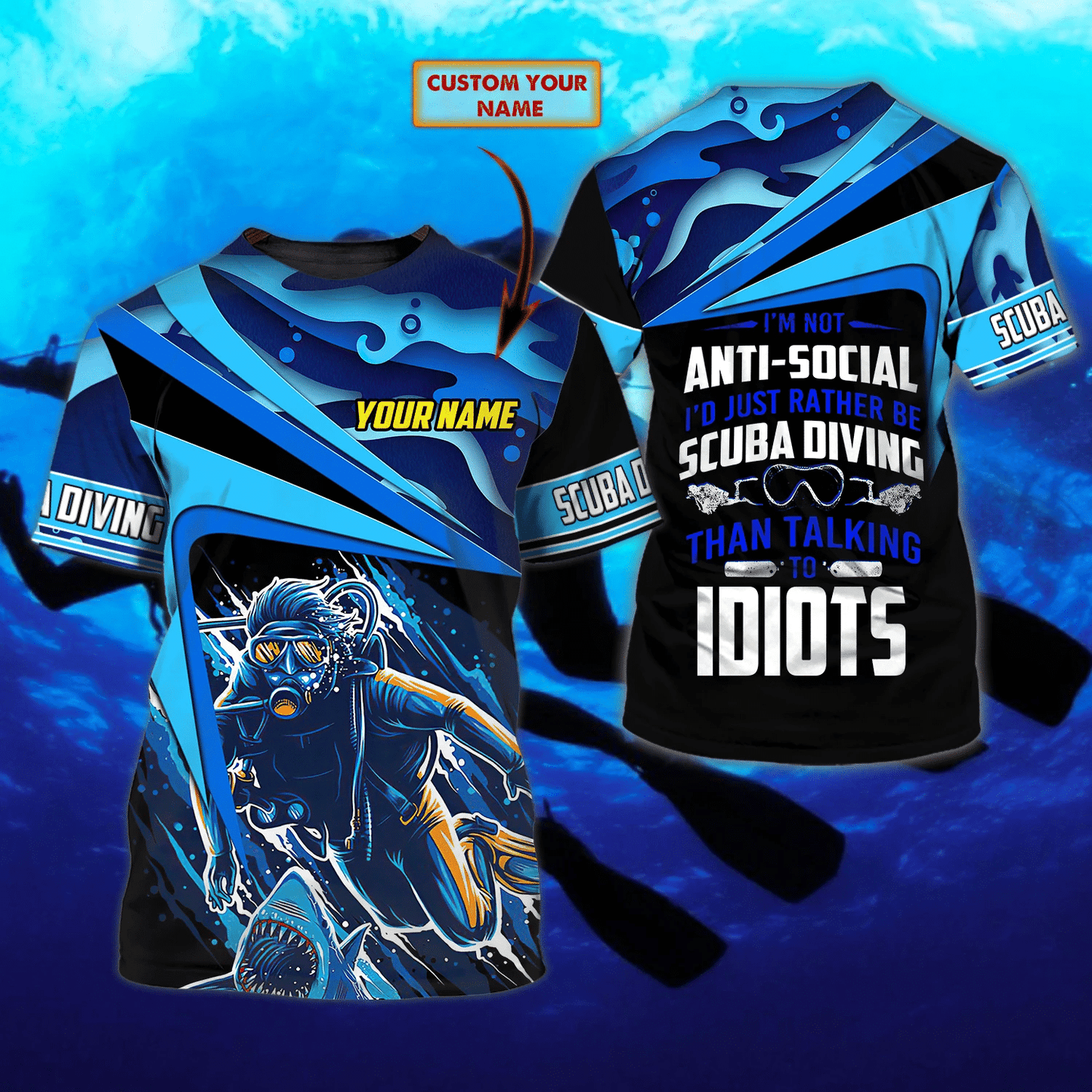 Scuba Diving 3 Personalized Name 3D Tshirt Tmarc tee