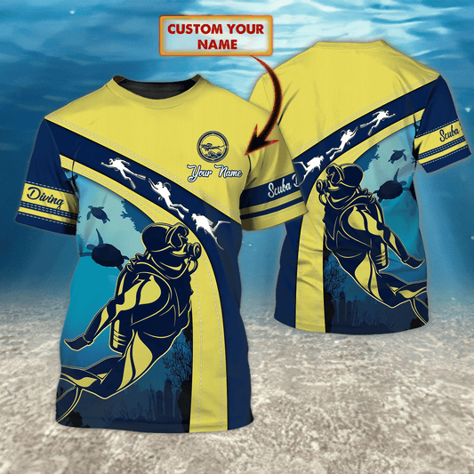 Scuba Diving 01 Personalized Name 3D Tshirt Tmarc tee