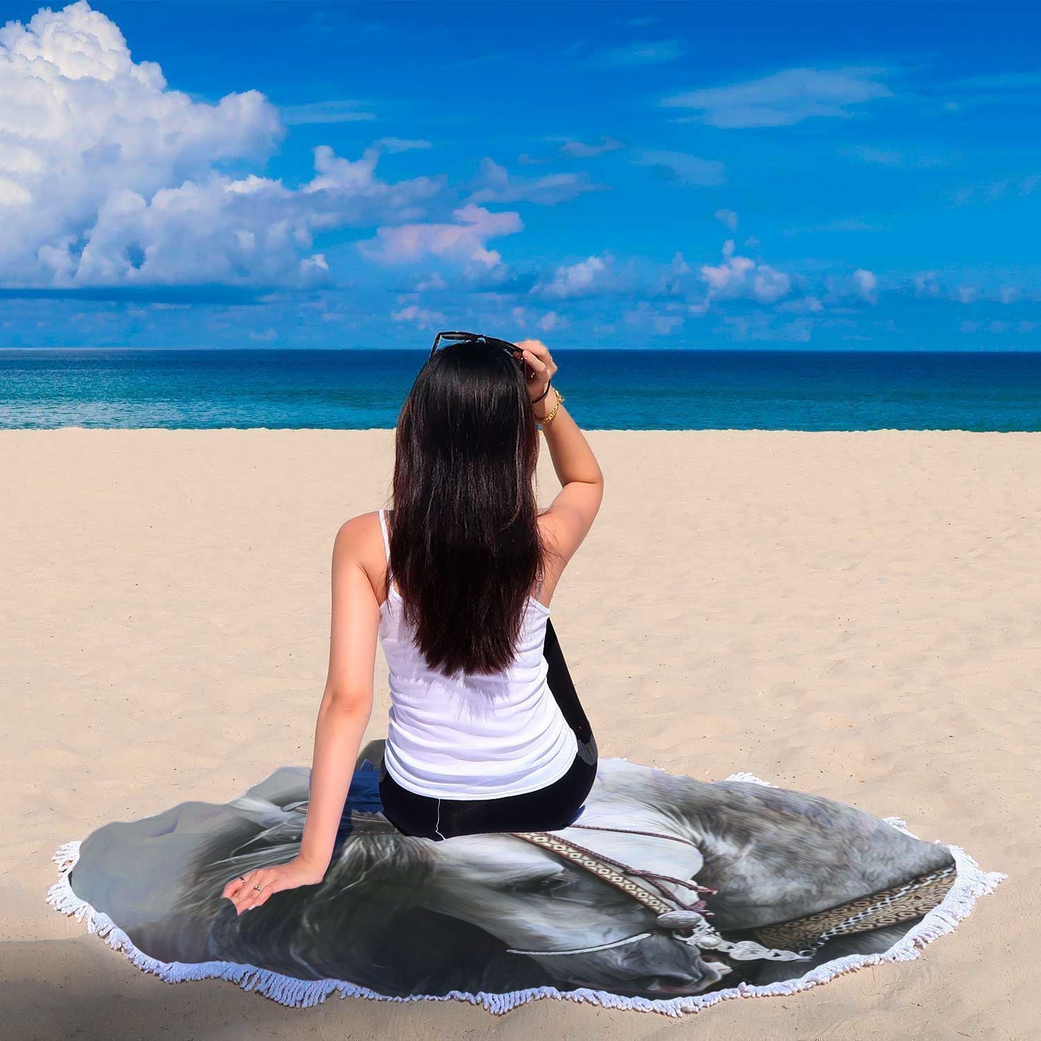 Beach Blanket - Horse-HP Arts-Beach Blanket - Day of the Dead Beach Blanket-Vibe Cosy™