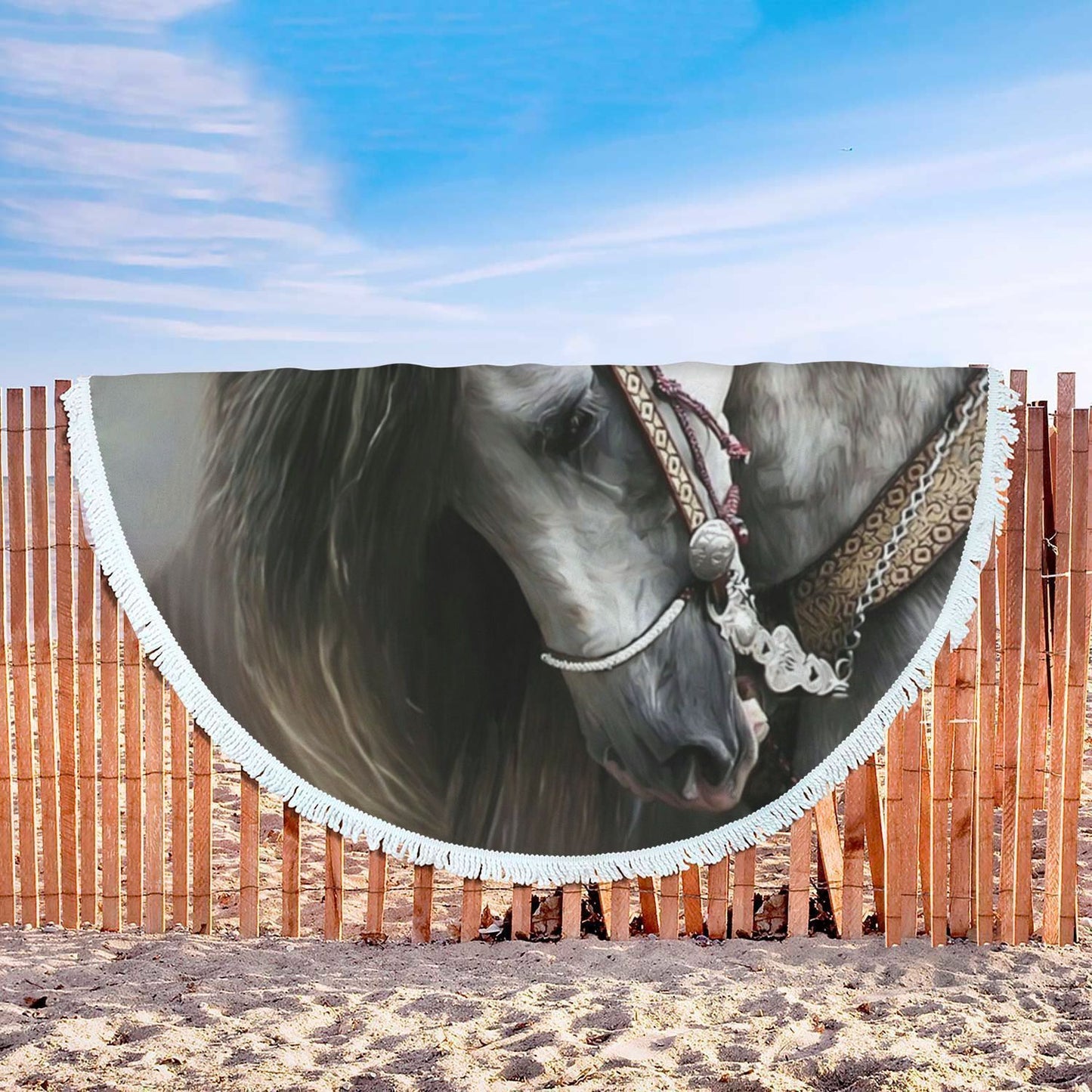 Beach Blanket - Horse-HP Arts-Beach Blanket - Day of the Dead Beach Blanket-Vibe Cosy™