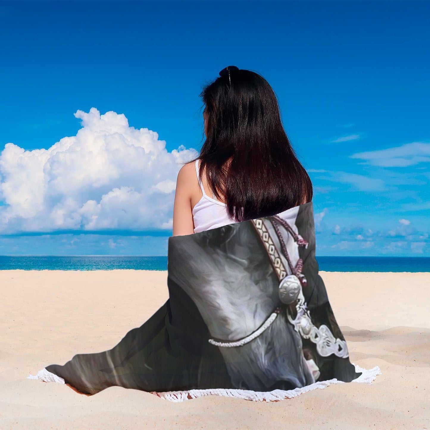 Beach Blanket - Horse-HP Arts-Beach Blanket - Day of the Dead Beach Blanket-Vibe Cosy™