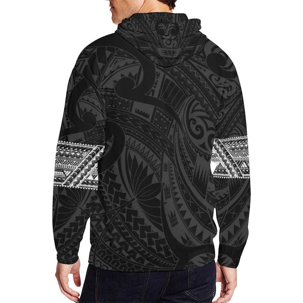 Aotearoa Maori Tattoo All Over Hoodie White PL-Apparel-PL8386-Hoodie-S-Vibe Cosy™