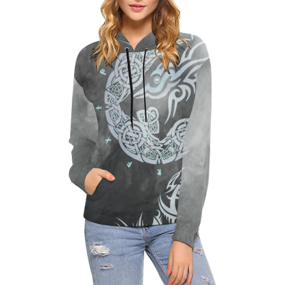 Viking Hoodie - Fenrir Wolf Of Viking A7-ALL OVER PRINT HOODIES-HP Arts-S-Women-Gray-Vibe Cosy™
