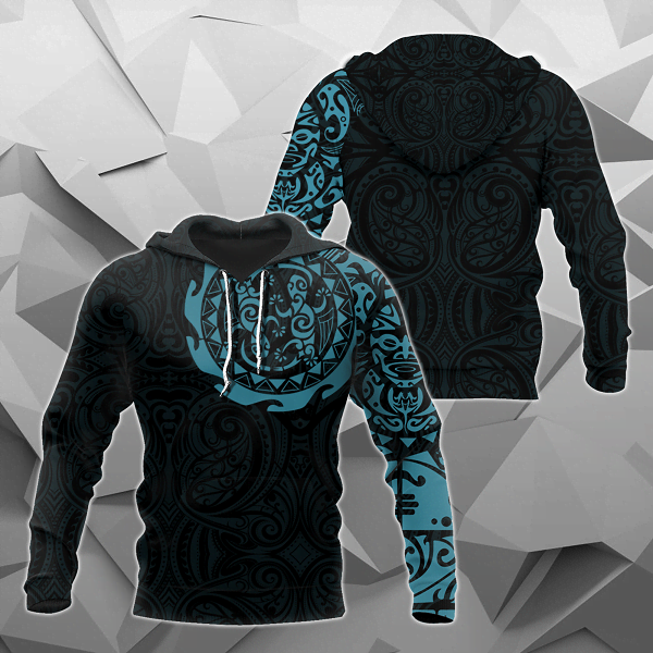 Maori Tangaroa Tattoo New Zealand All Over Hoodie - Blue HC-Apparel-Huyencass-Hoodie-S-Vibe Cosy™