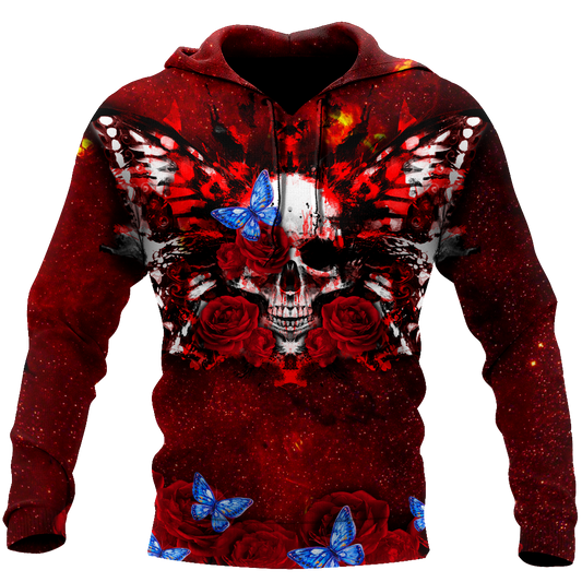 Butterfly Love Skull 3D all over printed for man and women QB05312002-Apparel-PL8386-Hoodie-S-Vibe Cosy™