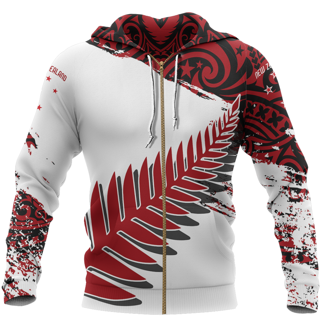 New Zealand Maori Fern Red Edition Zip Hoodie NVD-Apparel-Dung Van-Zipped Hoodie-S-Vibe Cosy™
