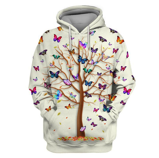 Hippie Tree Of Colorful Butterfly 3D All Over Printed Unisex Shirts