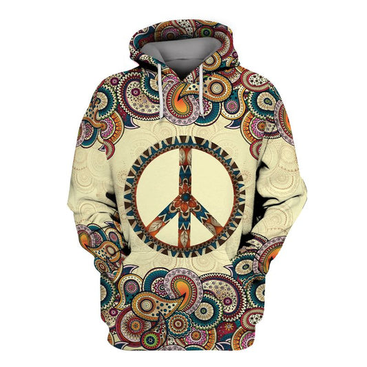 Hippie Vintage Peace Sign 3D All Over Printed Unisex Shirts