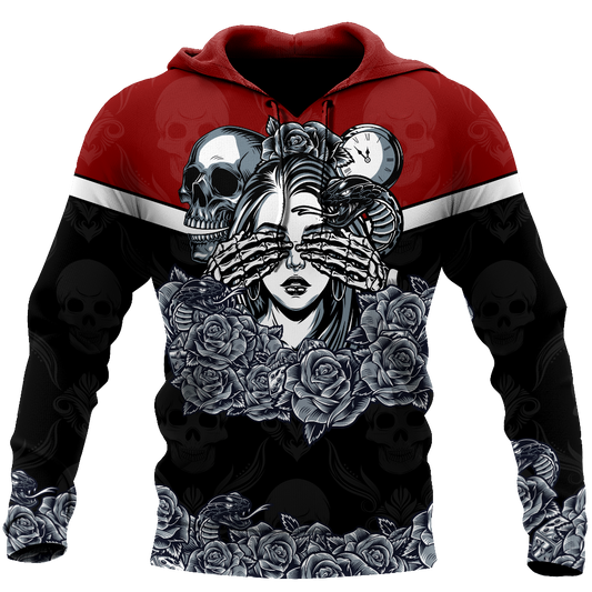 Love Rose And Skull 3D all over for man and women QB05182006-Apparel-PL8386-Hoodie-S-Vibe Cosy™