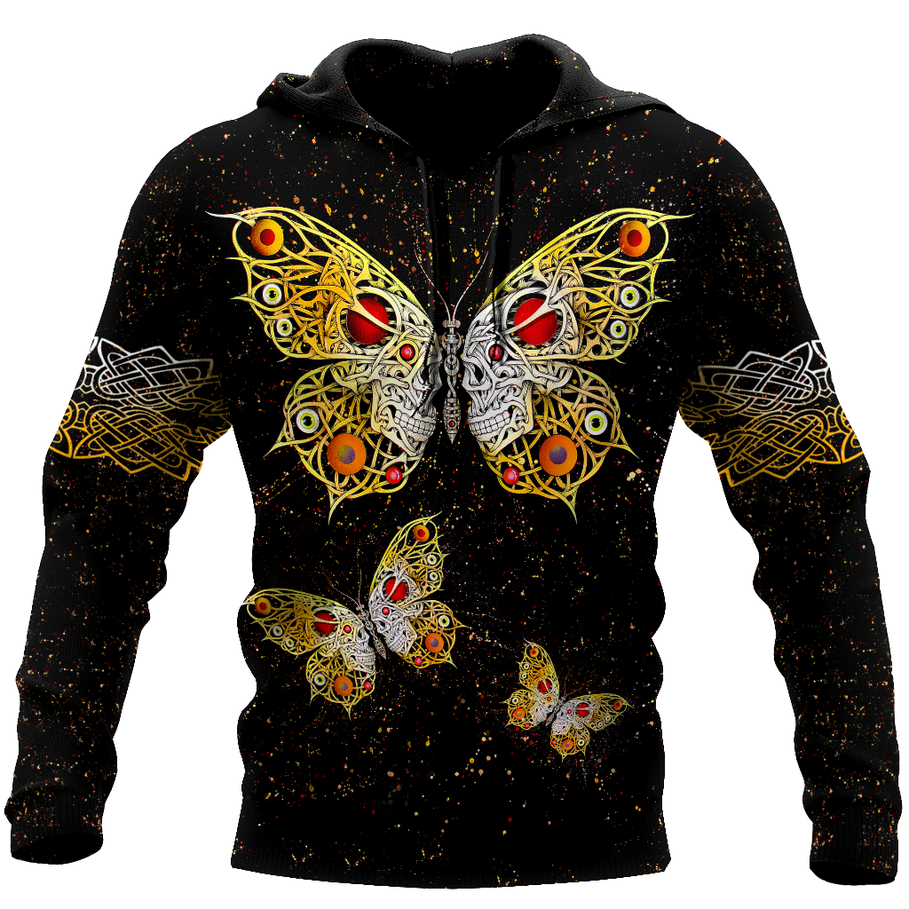 Butterfly Love Skull 3D all over printed for man and women QB05202001-Apparel-PL8386-Hoodie-S-Vibe Cosy™
