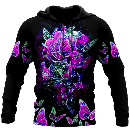 Butterfly Love Skull 3D all over printed for man and women-Apparel-PL8386-Hoodie-S-Vibe Cosy™