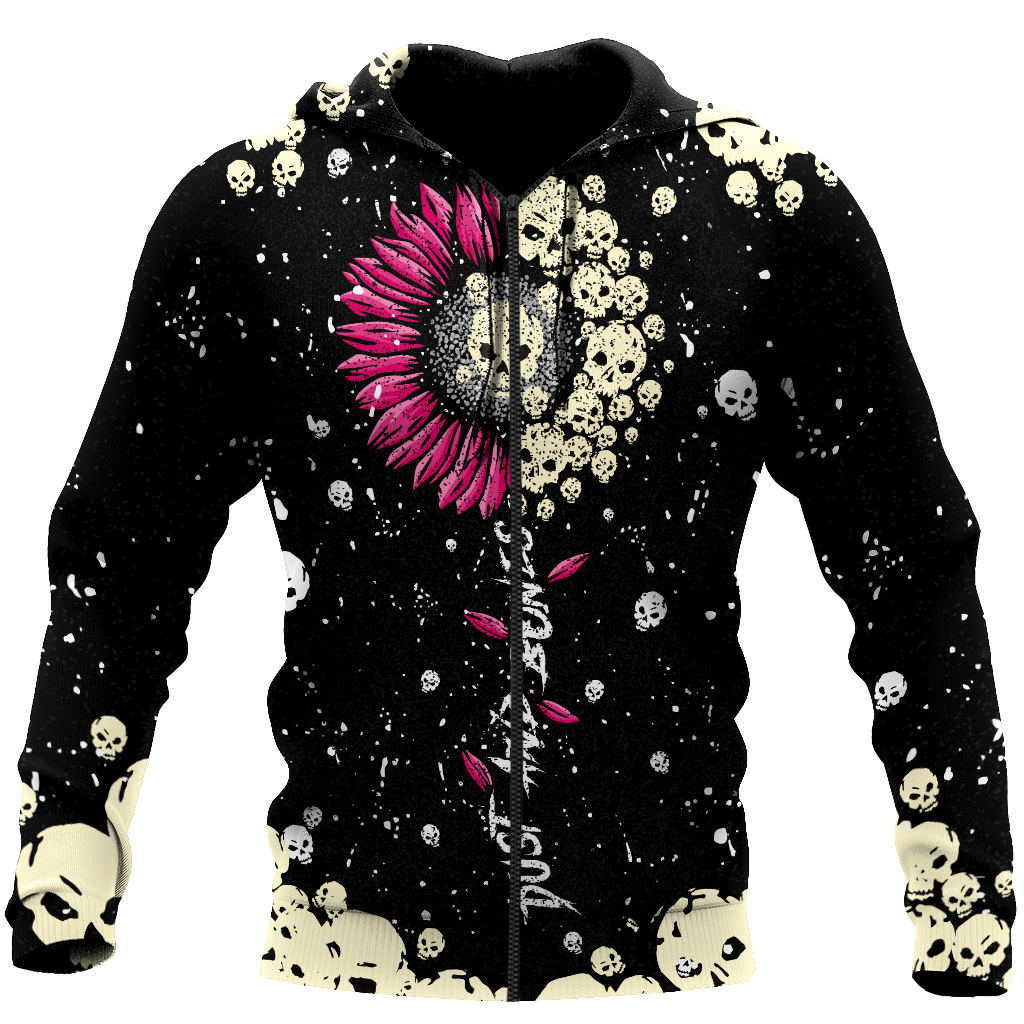 Love Sun Flower And Skull 3D all over for man and women QB05162002-Apparel-PL8386-Zipped Hoodie-S-Vibe Cosy™