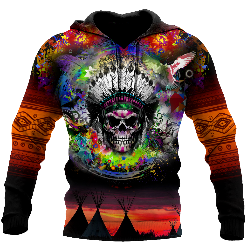Love Skull native 3D all over printed for man and women QB06082002-Apparel-PL8386-Hoodie-S-Vibe Cosy™