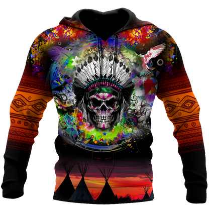 Love Skull native 3D all over printed for man and women QB06082002-Apparel-PL8386-Hoodie-S-Vibe Cosy™