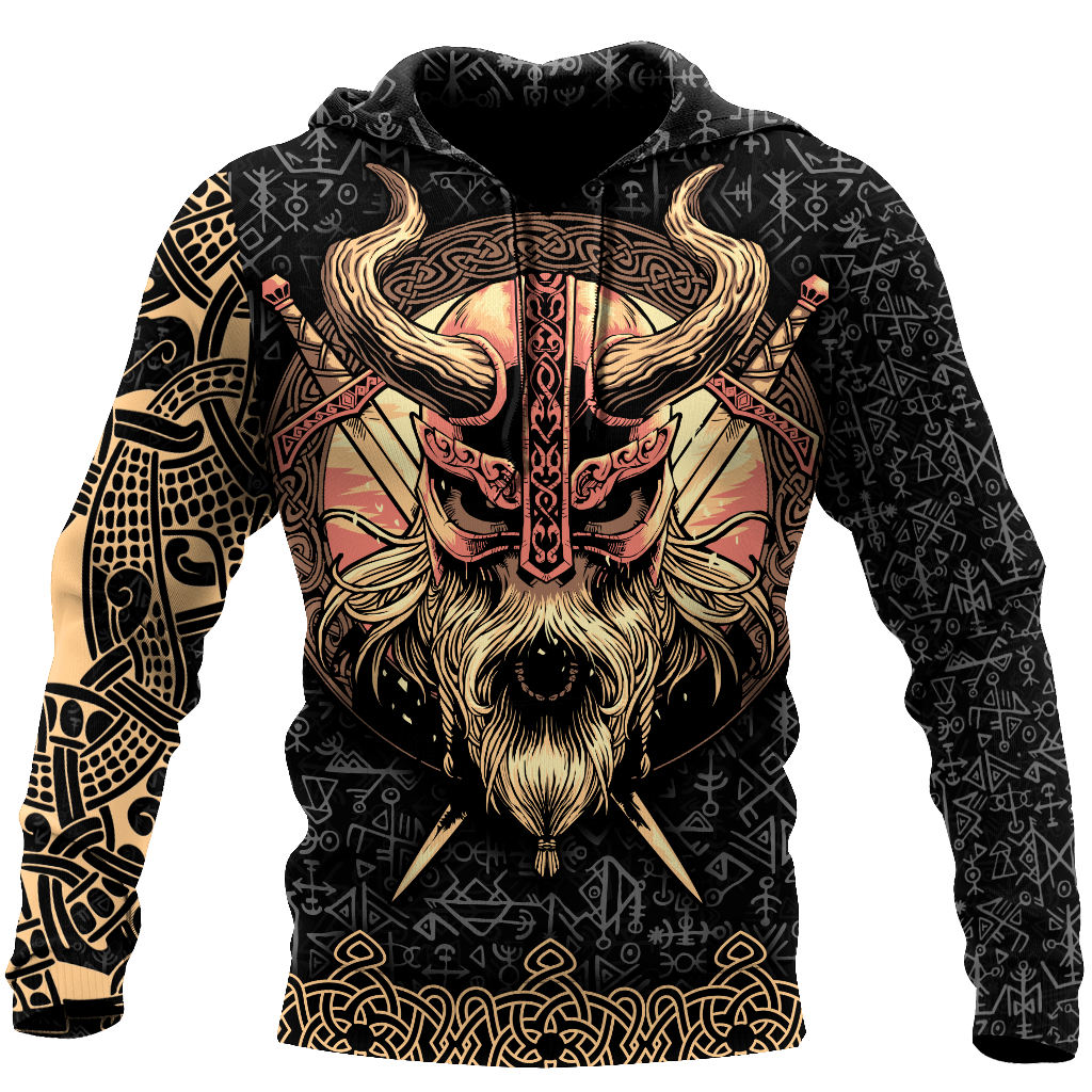 Love Skull Viking 3D all over printed for man and women QB06062004-Apparel-PL8386-Hoodie-S-Vibe Cosy™