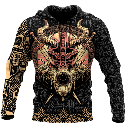 Love Skull Viking 3D all over printed for man and women QB06062004-Apparel-PL8386-Hoodie-S-Vibe Cosy™