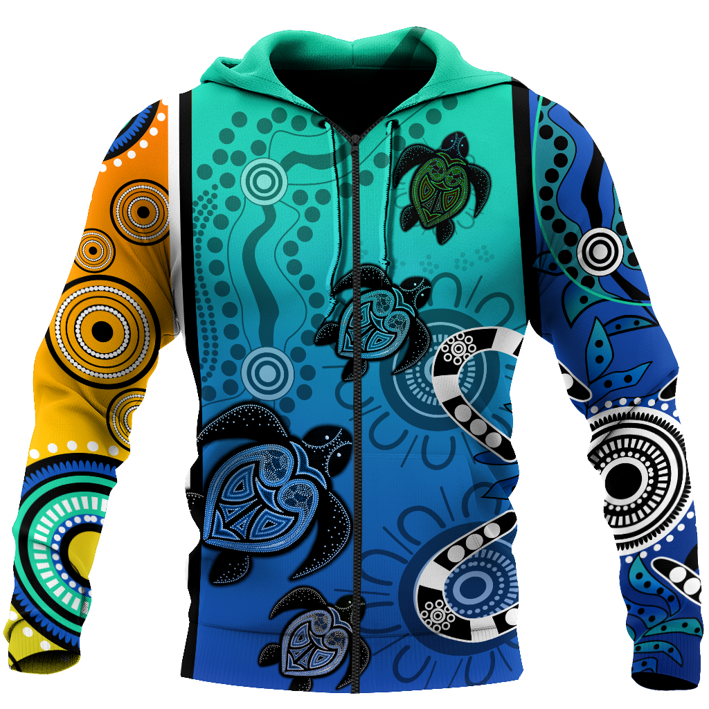 Aboriginal Indigenous Turtle Dot Painting Art 3D Hoodie Shirt For Men And Women