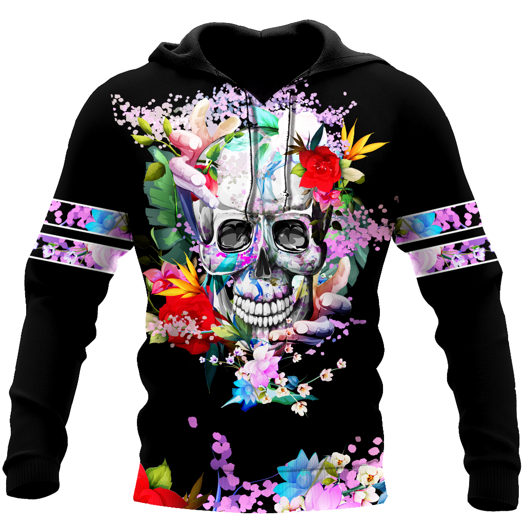 Rose Love Skull 3D all over printed for man and women QB05252003-Apparel-PL8386-Hoodie-S-Vibe Cosy™