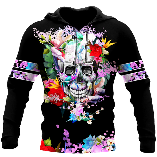Rose Love Skull 3D all over printed for man and women QB05252003-Apparel-PL8386-Hoodie-S-Vibe Cosy™