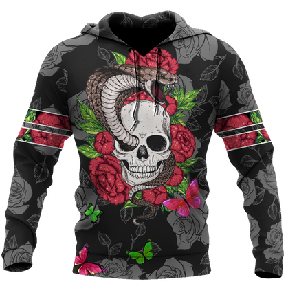 Snake Love Skull 3D all over printed for man and women QB05312003-Apparel-PL8386-Hoodie-S-Vibe Cosy™