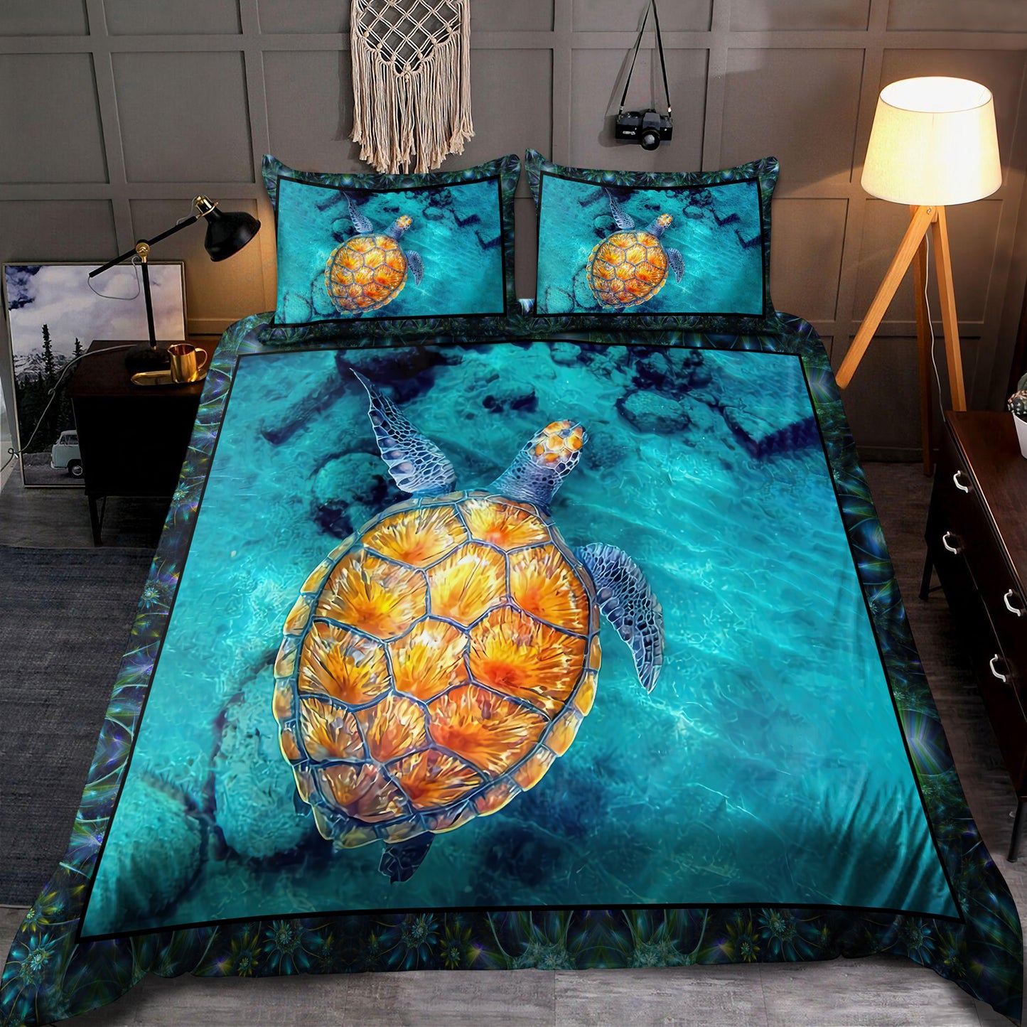 Premium Blue Ocean Turtle Bedding Set