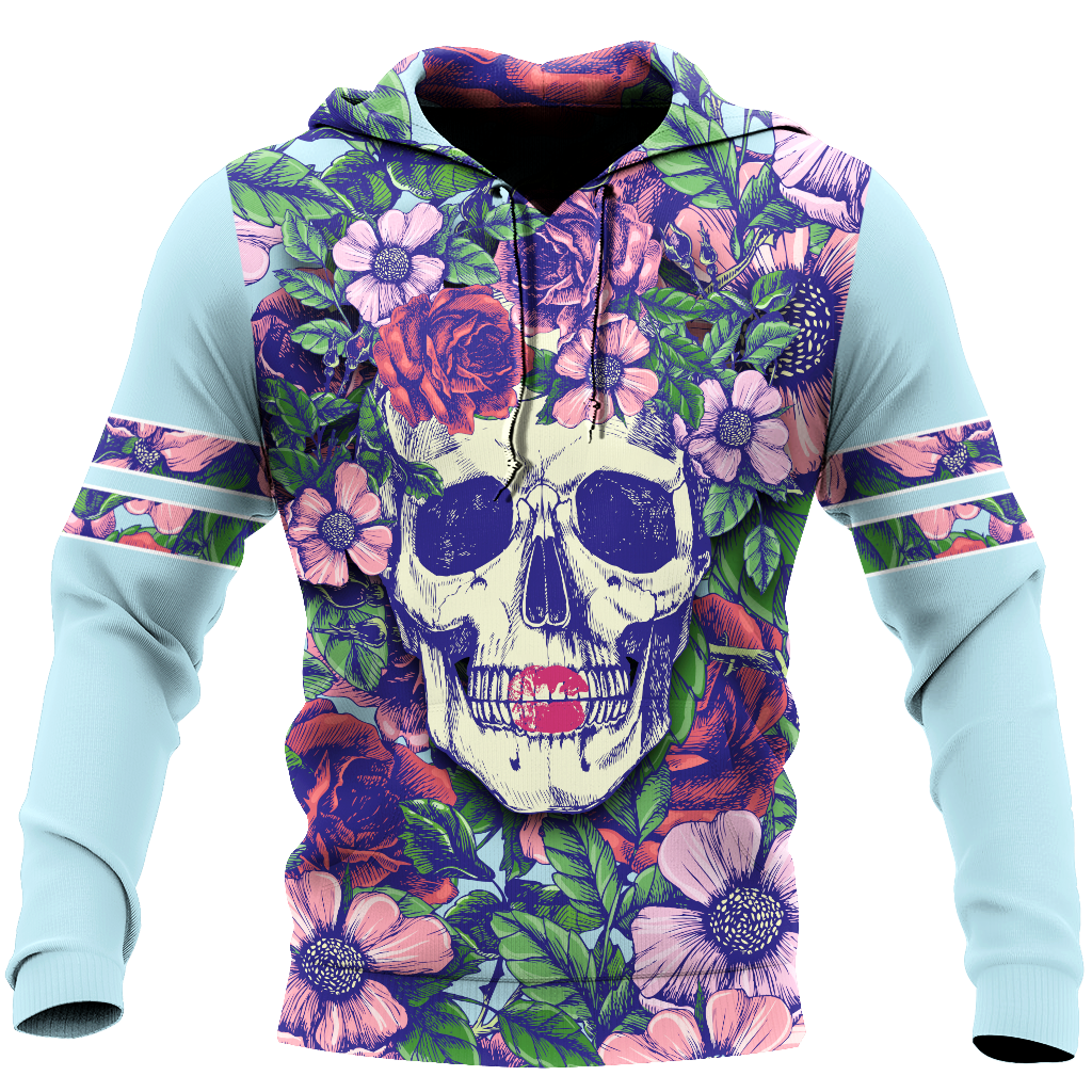 Rose Love Skull 3D all over printed for man and women QB05252004-Apparel-PL8386-Hoodie-S-Vibe Cosy™