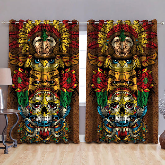 Native Haida Culture Totem Window Curtains-MEI