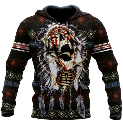 Love skull native 3D all over printed for man and women QB06122002-Apparel-PL8386-Hoodie-S-Vibe Cosy™