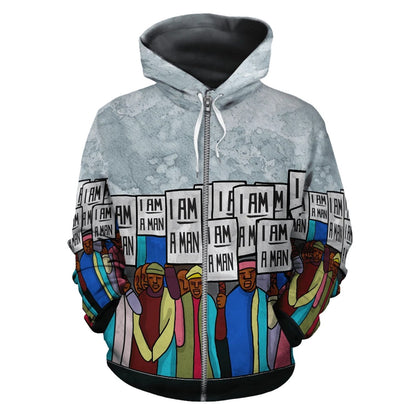 African Zip-Up Hoodie - African I'm a Man Hoodie 1st-ALL OVER PRINT ZIP HOODIES-HPArt-Men-S-Black-Vibe Cosy™