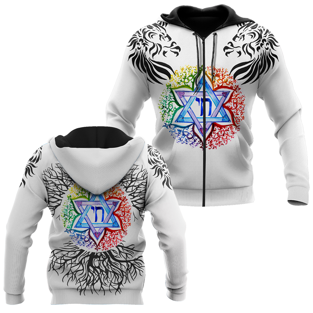 Premium Jewish Chai Symbol Star Of David All Over Printed Shirts For Hanukkah MEI