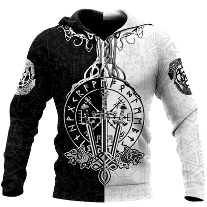 Love Viking Warriors tattoos 3D all over printed for man and women HHT01072002-Apparel-PL8386-Hoodie-S-Vibe Cosy™