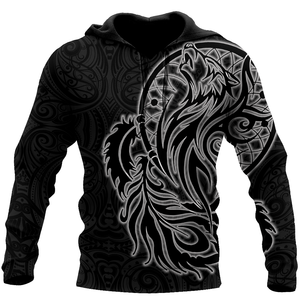 Maori dream catcher wolf tattoo 3d all over printed shirt and short for man and women HHT17072002-Apparel-PL8386-Hoodie-S-Vibe Cosy™