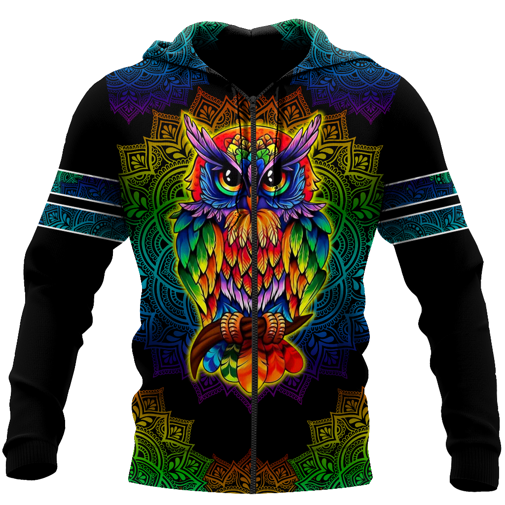 Owl 3d hoodie shirt for men and women QB05132002-Apparel-HG-Zip hoodie-S-Vibe Cosy™