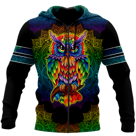 Owl 3d hoodie shirt for men and women QB05132002-Apparel-HG-Zip hoodie-S-Vibe Cosy™