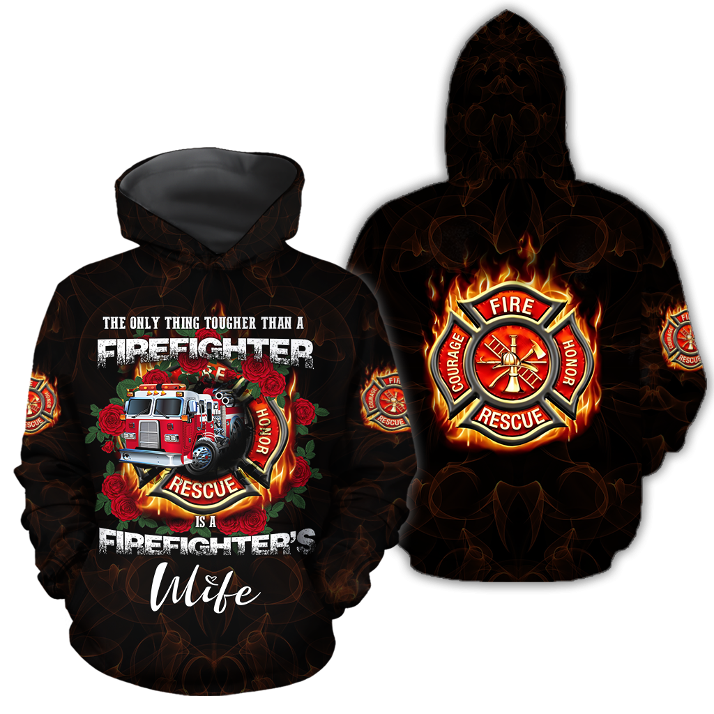 All Over Printed Firefighter's Wife Hoodie MEI