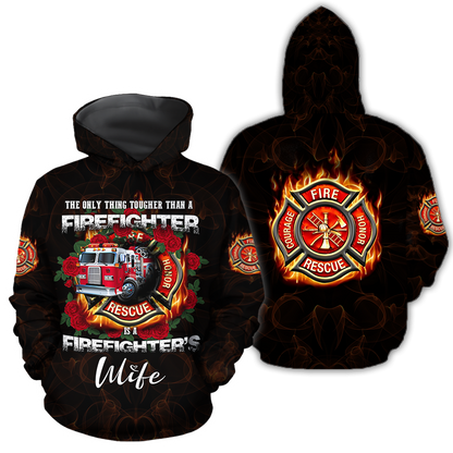 All Over Printed Firefighter's Wife Hoodie MEI