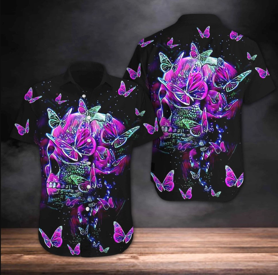 Hawaii Butterfly Skull Beach Sleeves Shirt TP31072004-Apparel-TP-SHIRT-S-Vibe Cosy™